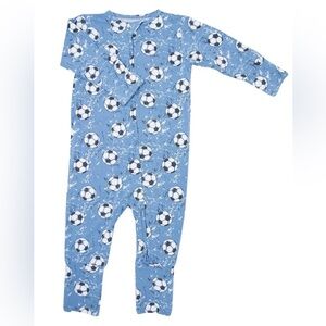 NWT Sweet Bamboo Blue Soccer Print Kids One Piece